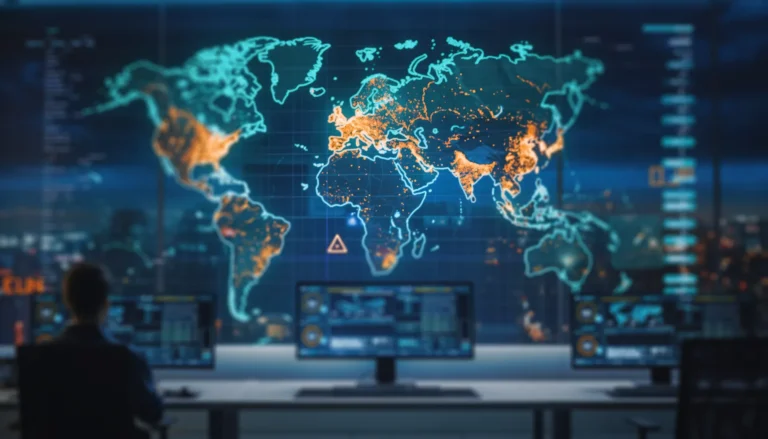 Global logistics network map representing supply chain resilience and real-time visibility.