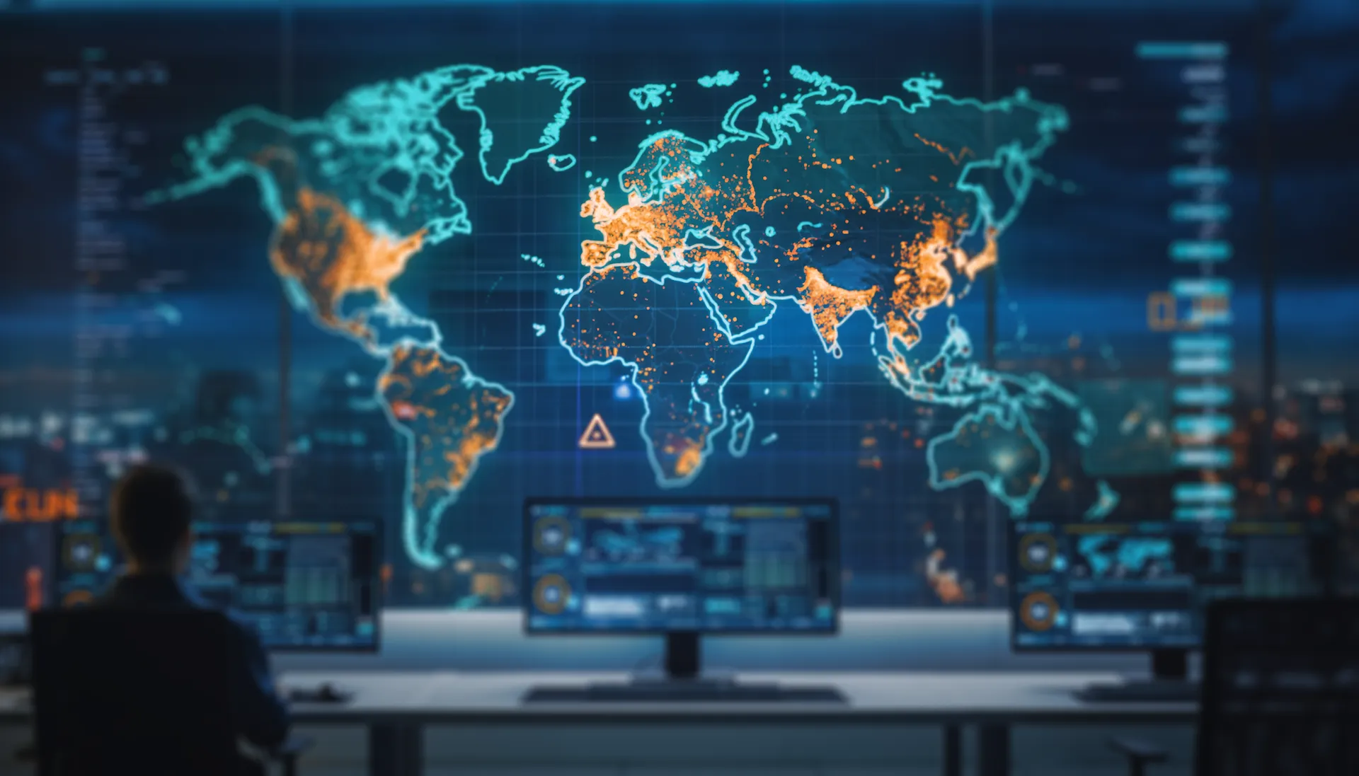 Global logistics network map representing supply chain resilience and real-time visibility.
